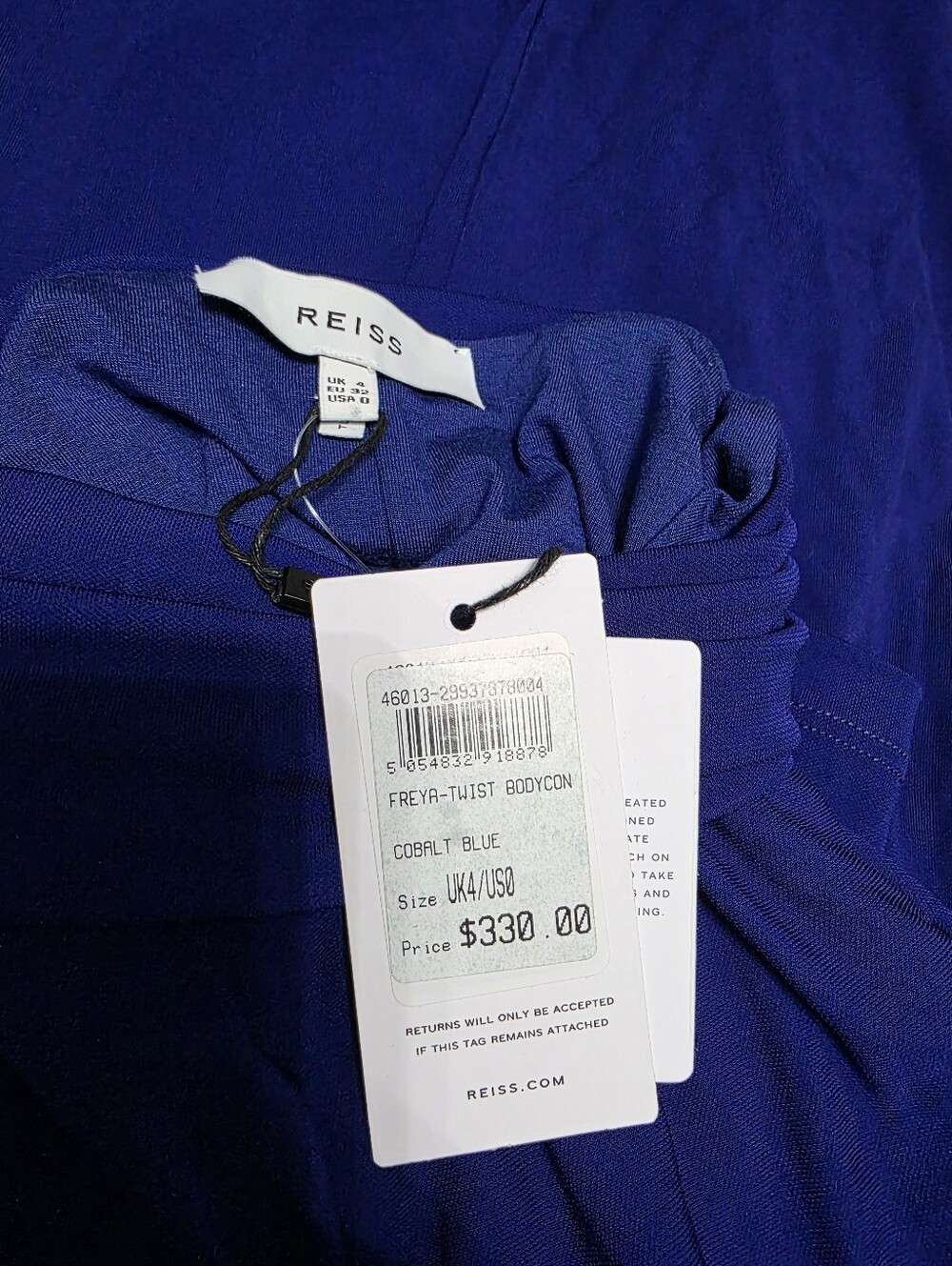 Reiss Freya Long-Sleeve Twist Bodycon Midi Dress in Cobalt Blue - Picture 3 of 3